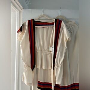 Vintage 100% Silk wrap top and skirt set